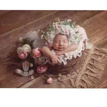 Pătură boemă pentru nou-născuți, fotografie, recuzită, pentru studio foto pentru bebeluși, pernă pentru studio foto, pătură cu model floarea-soarelui