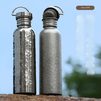 Fierbător sport din titan pur pentru ciclism, fierbător pentru sporturi în aer liber, cană de apă portabilă pentru călătorie, fierbător ușor pentru camping, fierbător cu model de ciocan