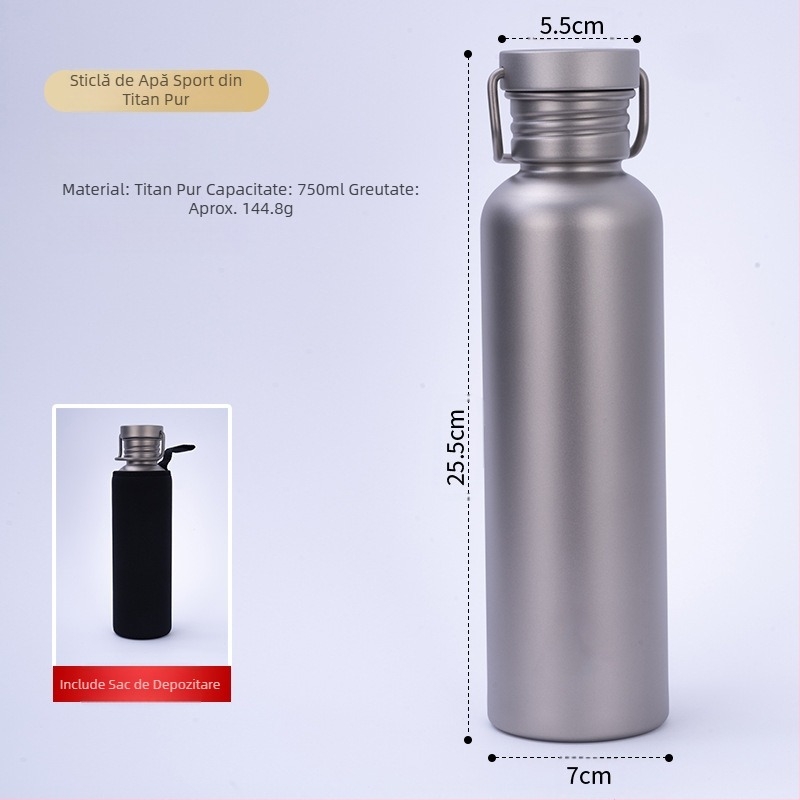 Fierbător sport din titan pur pentru ciclism, fierbător pentru sporturi în aer liber, cană de apă portabilă pentru călătorie, fierbător ușor pentru camping, fierbător cu model de ciocan