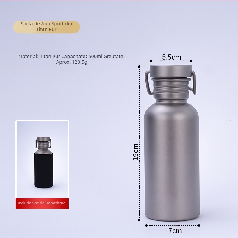 Fierbător sport din titan pur pentru ciclism, fierbător pentru sporturi în aer liber, cană de apă portabilă pentru călătorie, fierbător ușor pentru camping, fierbător cu model de ciocan