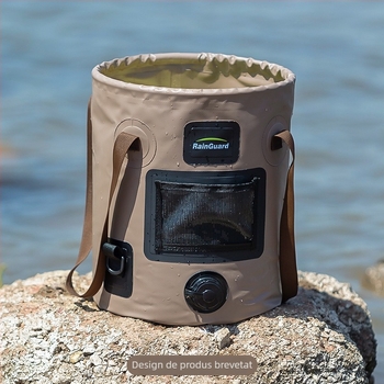 Găleată pliabilă în aer liber, găleată portabilă cu valvă, găleată rotundă portabilă de mare capacitate pentru camping, găleată de pescuit cu capac