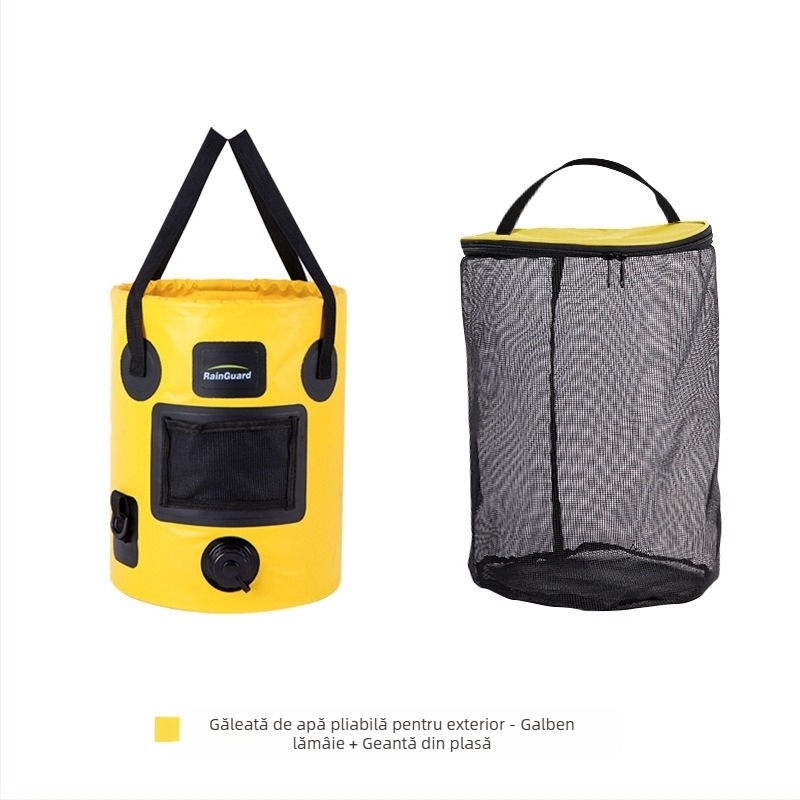 Găleată pliabilă în aer liber, găleată portabilă cu valvă, găleată rotundă portabilă de mare capacitate pentru camping, găleată de pescuit cu capac