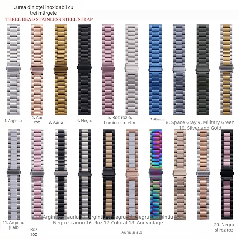 Potrivit pentru curea Apple Watch, curea iWatch, curea din oțel inoxidabil cu trei mărgele, curea Apple Watch S10