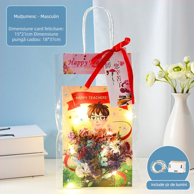 Felicitări de Ziua Profesorilor, felicitări lucrate manual pentru copii, buchet de flori tridimensional realizat de părinți și copii, materiale cadou pentru grădiniță, pentru profesori