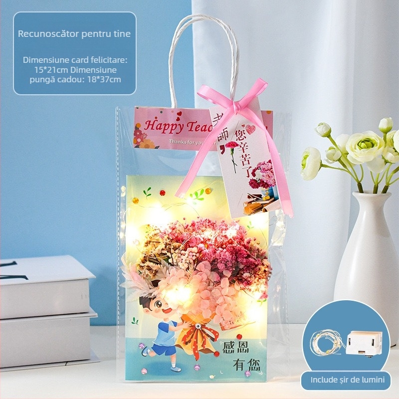 Felicitări de Ziua Profesorilor, felicitări lucrate manual pentru copii, buchet de flori tridimensional realizat de părinți și copii, materiale cadou pentru grădiniță, pentru profesori