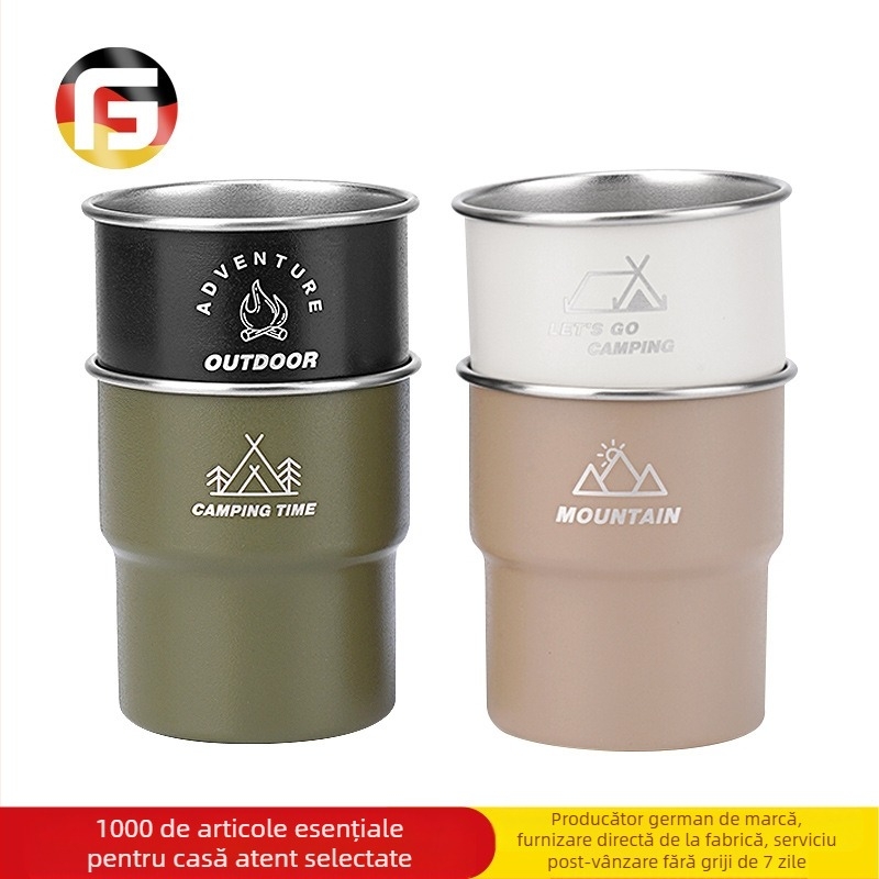 Cană de bere pentru camping, potrivită pentru băuturi reci, din oțel inoxidabil 304, cană de cafea, pentru picnic, grătar