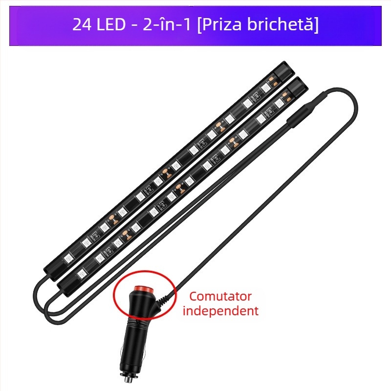 Lampă frontală auto, fără modificări pentru interiorul mașinii, lampă LED colorată cu gaz, lampă USB pentru interior, lampă cu ritm muzical