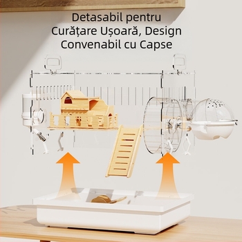 Cușcă de hamster Golden Bear specială acrilică mare transparentă luxoasă pentru vilă, cutie de reproducere, jucării ieftine, set