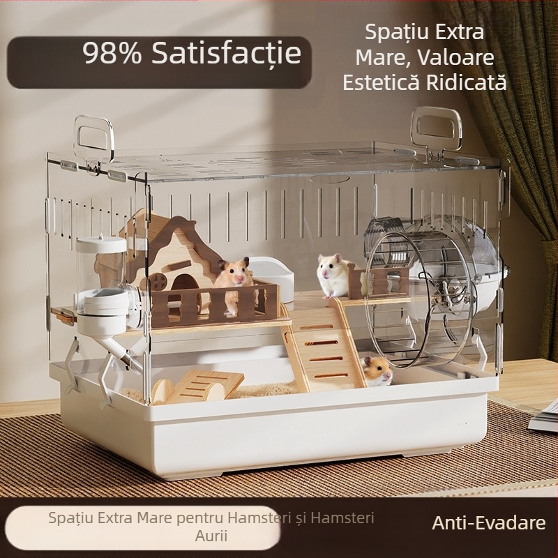 Cușcă de hamster Golden Bear specială acrilică mare transparentă luxoasă pentru vilă, cutie de reproducere, jucării ieftine, set