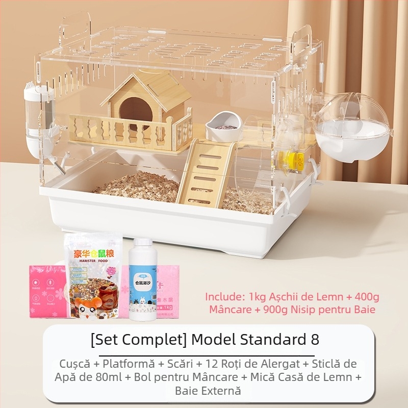 Cușcă de hamster Golden Bear specială acrilică mare transparentă luxoasă pentru vilă, cutie de reproducere, jucării ieftine, set