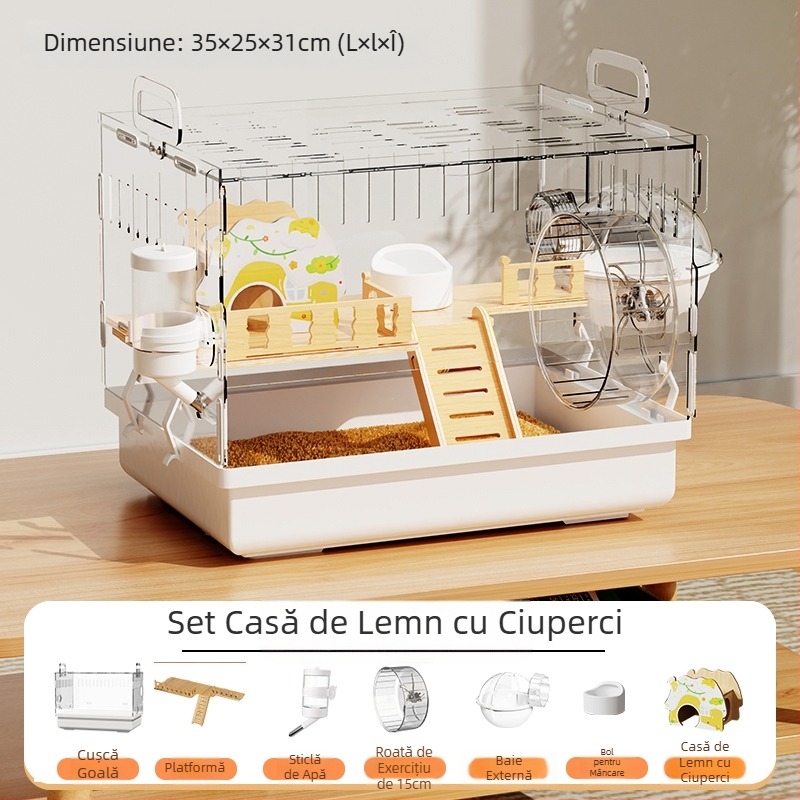 Cușcă de hamster Golden Bear specială acrilică mare transparentă luxoasă pentru vilă, cutie de reproducere, jucării ieftine, set