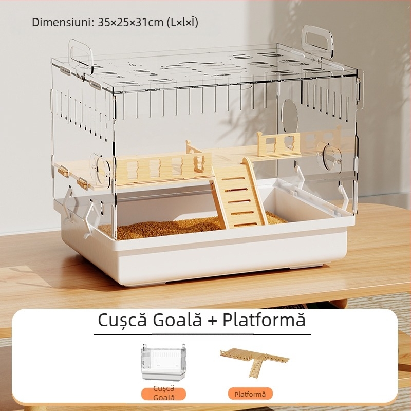 Cușcă de hamster Golden Bear specială acrilică mare transparentă luxoasă pentru vilă, cutie de reproducere, jucării ieftine, set