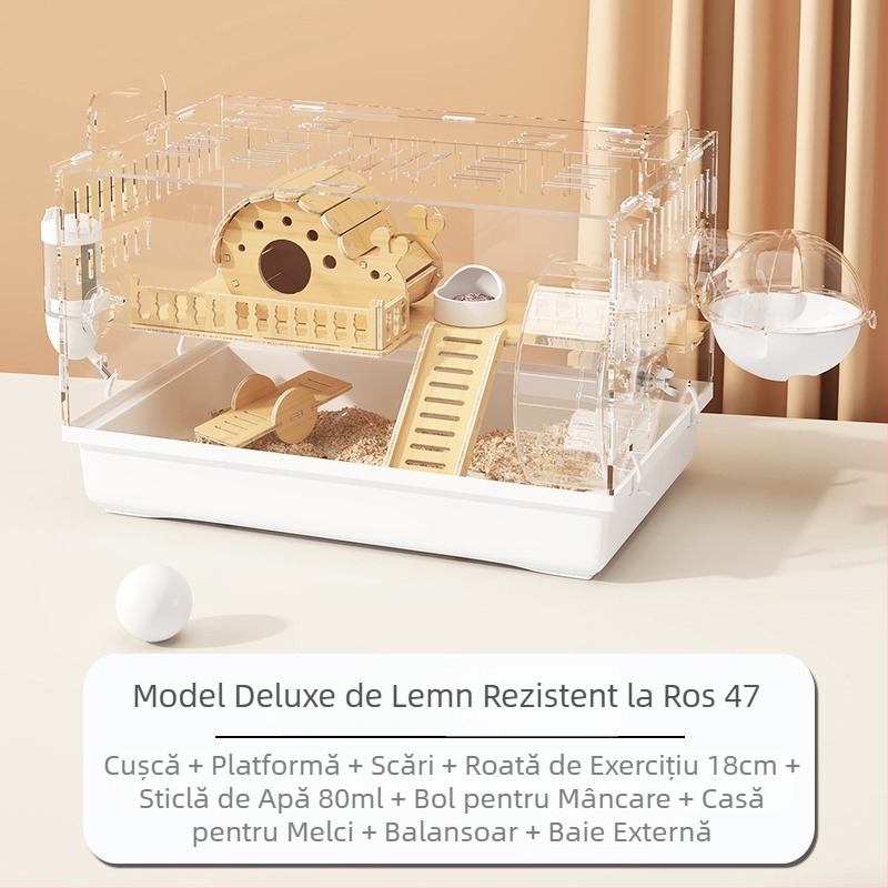 Cușcă de hamster Golden Bear specială acrilică mare transparentă luxoasă pentru vilă, cutie de reproducere, jucării ieftine, set