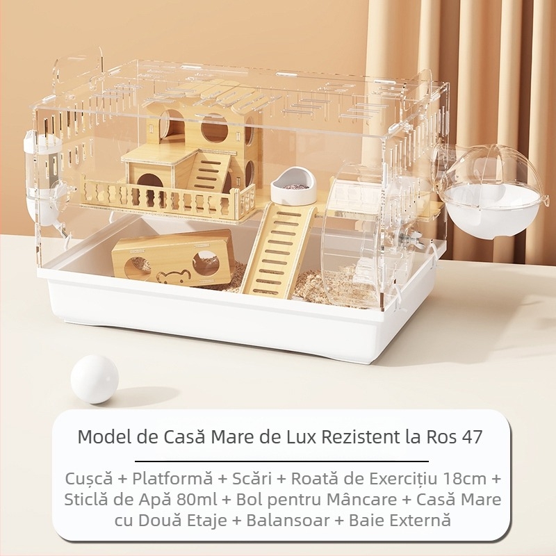 Cușcă de hamster Golden Bear specială acrilică mare transparentă luxoasă pentru vilă, cutie de reproducere, jucării ieftine, set