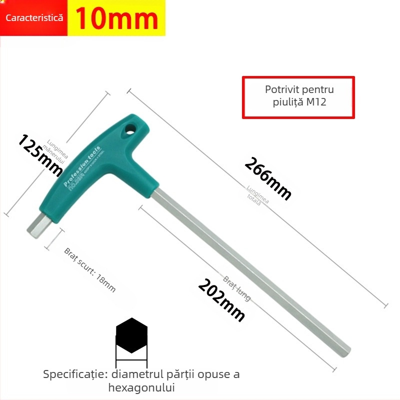 cheie hexagonală tip T, șurubelniță hexagonală metrică cu cap plat, alungită, 6, scule unghiulare 2