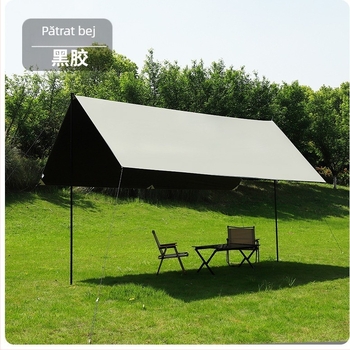 Copertină de cauciuc neagră, pentru cort în aer liber, protecție solară, pânză de protecție solară, îngroșată, impermeabilă, pânză Oxford, camping, 6-20 de persoane, pânză de copertină multifuncțională