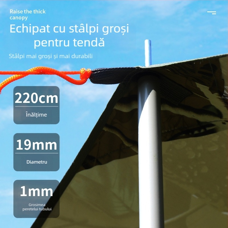 Copertină de cauciuc neagră, pentru cort în aer liber, protecție solară, pânză de protecție solară, îngroșată, impermeabilă, pânză Oxford, camping, 6-20 de persoane, pânză de copertină multifuncțională