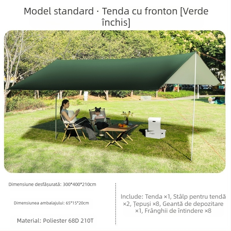 Copertină de cauciuc neagră, pentru cort în aer liber, protecție solară, pânză de protecție solară, îngroșată, impermeabilă, pânză Oxford, camping, 6-20 de persoane, pânză de copertină multifuncțională