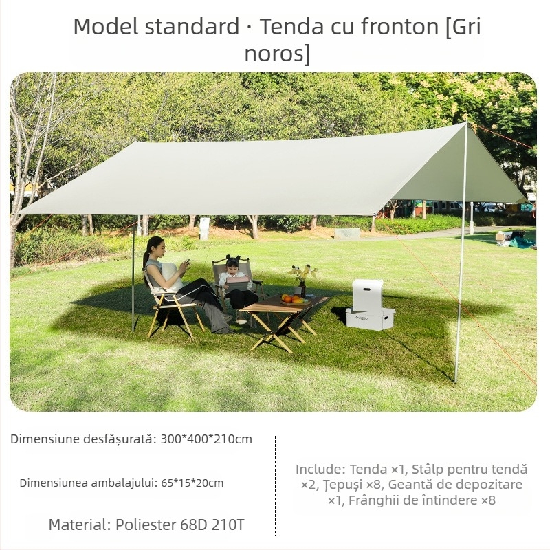 Copertină de cauciuc neagră, pentru cort în aer liber, protecție solară, pânză de protecție solară, îngroșată, impermeabilă, pânză Oxford, camping, 6-20 de persoane, pânză de copertină multifuncțională