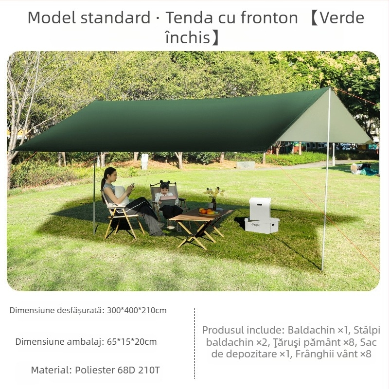 Copertină de cauciuc neagră, pentru cort în aer liber, protecție solară, pânză de protecție solară, îngroșată, impermeabilă, pânză Oxford, camping, 6-20 de persoane, pânză de copertină multifuncțională