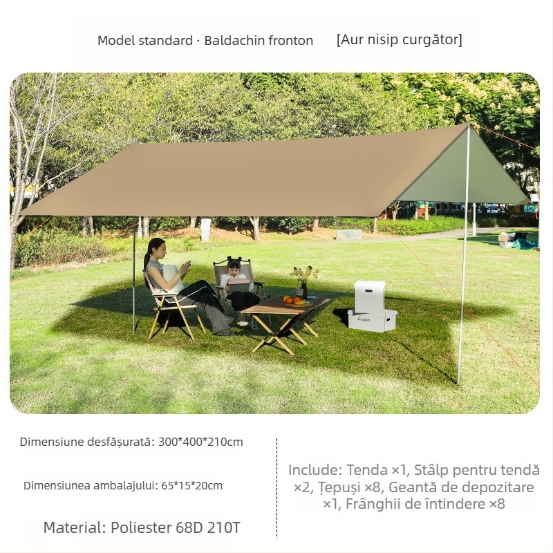 Copertină de cauciuc neagră, pentru cort în aer liber, protecție solară, pânză de protecție solară, îngroșată, impermeabilă, pânză Oxford, camping, 6-20 de persoane, pânză de copertină multifuncțională