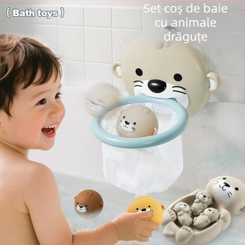 Jucărie de baie transfrontalieră cu apă, jucărie de pescuit cu plasă de vidră, minge plutitoare sigilată, jucărie de baie pentru copii