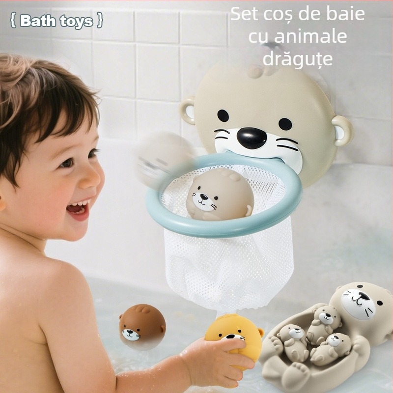 Jucărie de baie transfrontalieră cu apă, jucărie de pescuit cu plasă de vidră, minge plutitoare sigilată, jucărie de baie pentru copii