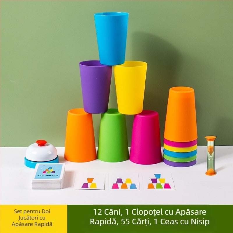 Cupă competitivă pentru copii, cupă cu stivuire rapidă, grădiniță, educație timpurie, inteligență, cogniție a culorilor, joc de societate interactiv pentru părinți și copii, jucării transfrontaliere