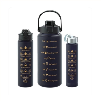 Set de trei căni, cană de apă din plastic cu gradient de culori, sticlă de apă sport, capac pop-up, set de căni curcubeu, portabilă, etanșă