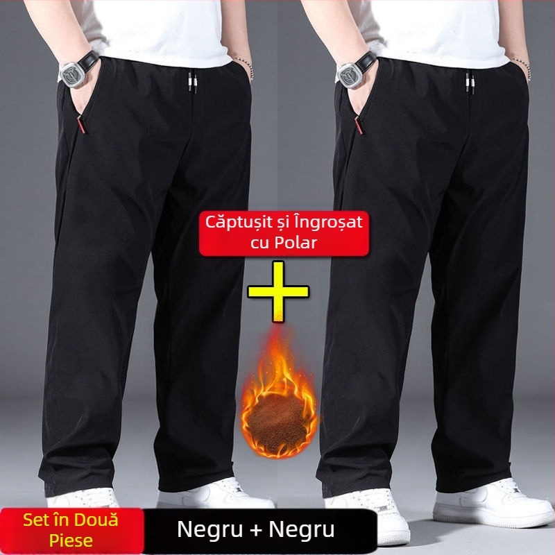 Pantaloni de mătase de gheață pentru bărbați, pantaloni sport drepți, largi, de primăvară și de vară, noi, elastici, cu talie elastică, plus, mărime mare, pantaloni de mătase de gheață