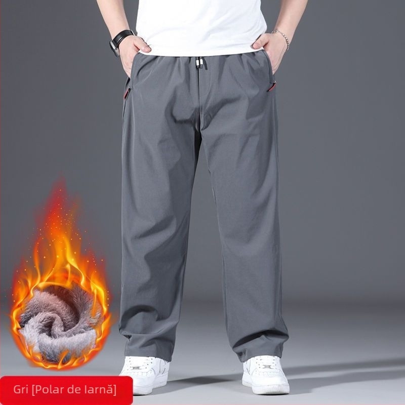 Pantaloni de mătase de gheață pentru bărbați, pantaloni sport drepți, largi, de primăvară și de vară, noi, elastici, cu talie elastică, plus, mărime mare, pantaloni de mătase de gheață