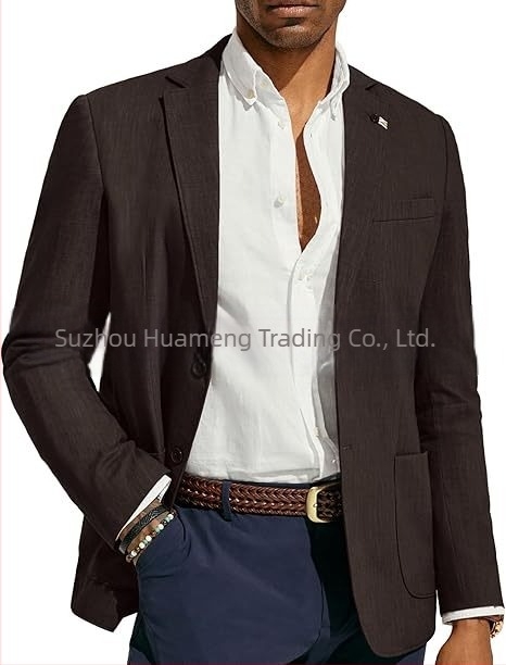 Costum de lină casual de afaceri pentru bărbați Amazon, cu un singur top, slim fit, pentru nuntă pe plajă, bal, banchet, jachetă simplă