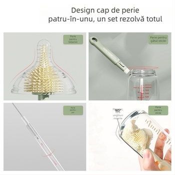 Perie de curățare a mamelonului din silicon pentru nou-născuți, perie mică pentru curățarea biberonului, costum de perie
