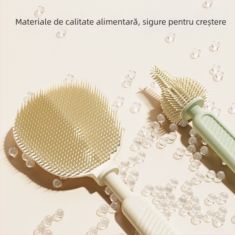Perie de curățare a mamelonului din silicon pentru nou-născuți, perie mică pentru curățarea biberonului, costum de perie