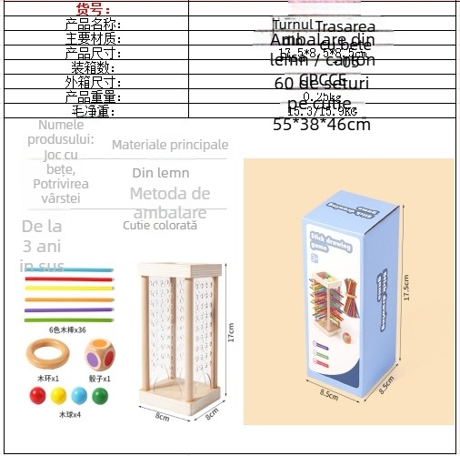 Transfrontaliere pentru copii, joc cu băț de lemn, zaruri educative pentru bebeluși, culoare, părinte-copil, matematică interactivă Montessori, jucării din lemn