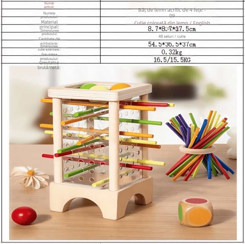 Transfrontaliere pentru copii, joc cu băț de lemn, zaruri educative pentru bebeluși, culoare, părinte-copil, matematică interactivă Montessori, jucării din lemn
