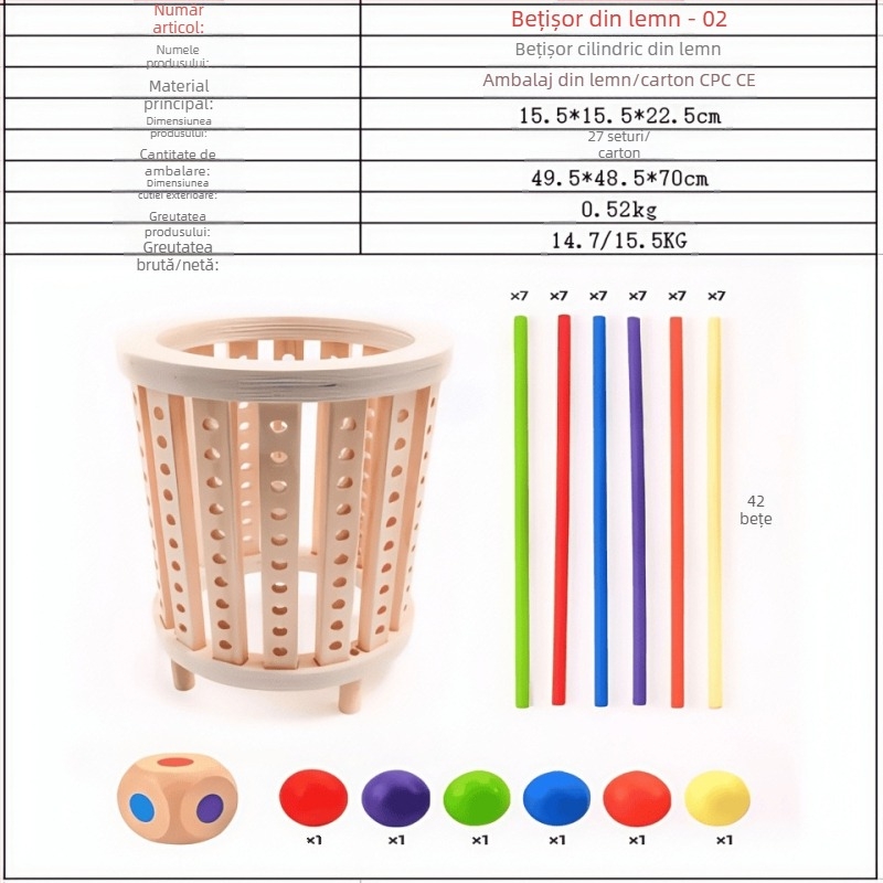 Transfrontaliere pentru copii, joc cu băț de lemn, zaruri educative pentru bebeluși, culoare, părinte-copil, matematică interactivă Montessori, jucării din lemn