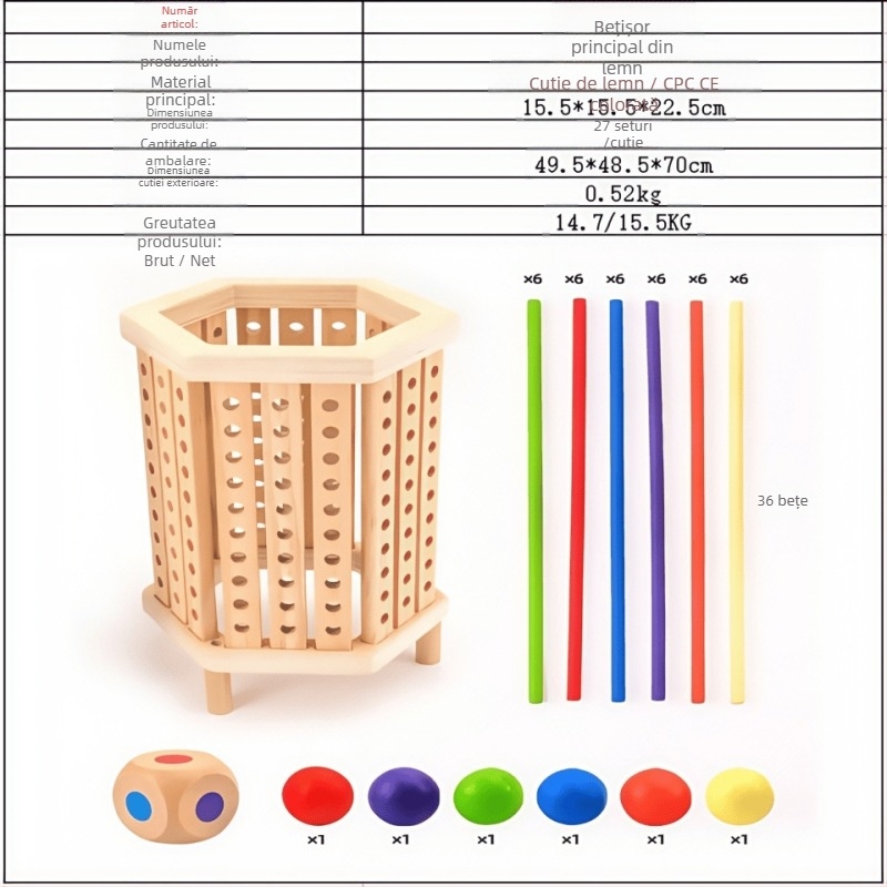 Transfrontaliere pentru copii, joc cu băț de lemn, zaruri educative pentru bebeluși, culoare, părinte-copil, matematică interactivă Montessori, jucării din lemn