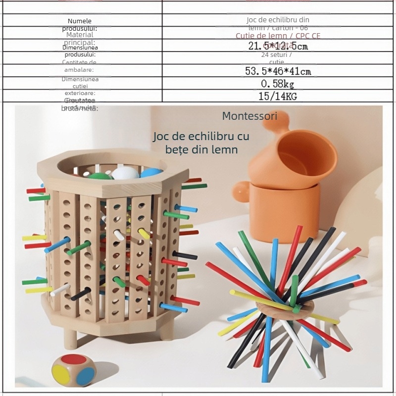 Transfrontaliere pentru copii, joc cu băț de lemn, zaruri educative pentru bebeluși, culoare, părinte-copil, matematică interactivă Montessori, jucării din lemn