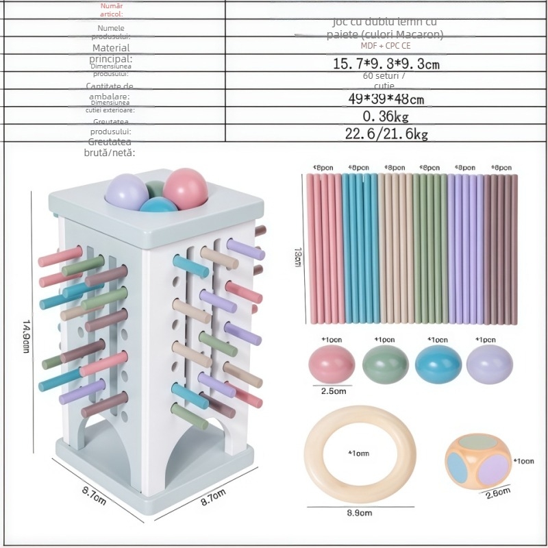 Transfrontaliere pentru copii, joc cu băț de lemn, zaruri educative pentru bebeluși, culoare, părinte-copil, matematică interactivă Montessori, jucării din lemn