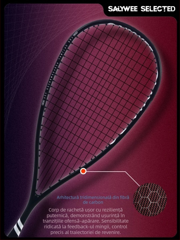 Rachetă de squash sportivă profesională Salywee, complet din carbon, Olivia 2.0, integrată, ultra-ușoară, 155±5g
