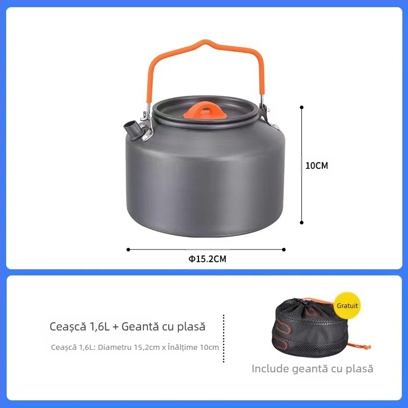 Furnizare transfrontalieră de articole de gătit pentru camping, fierbător pentru apă clocotită, articole de masă portabile pentru camping, set de oale, tigaie, echipamente pentru gătit oale