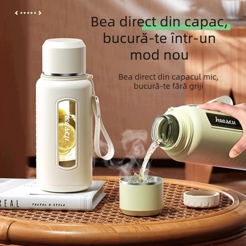 Ceașcă de apă din sticlă Enermei, capacitate mare, pentru fete, ceai nou, separarea apei, ceai portabil de vară, rezistent la căderi, rezistent la temperaturi ridicate