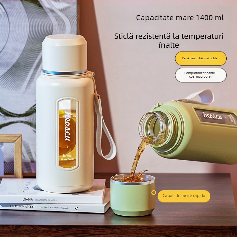 Ceașcă de apă din sticlă Enermei, capacitate mare, pentru fete, ceai nou, separarea apei, ceai portabil de vară, rezistent la căderi, rezistent la temperaturi ridicate