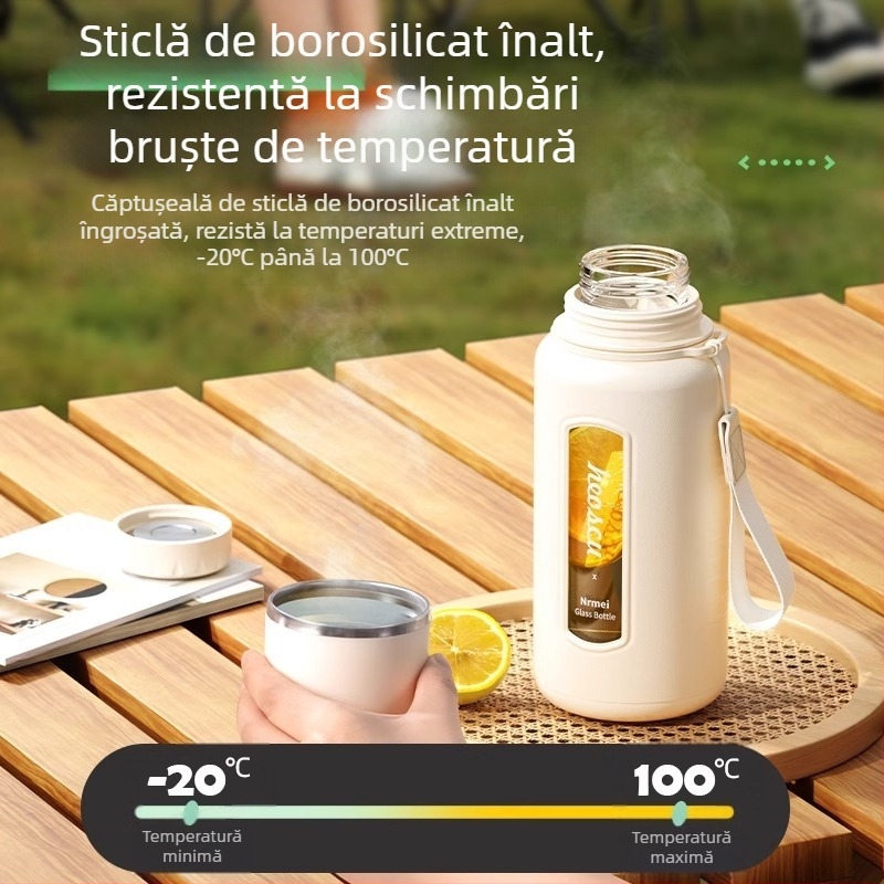 Ceașcă de apă din sticlă Enermei, capacitate mare, pentru fete, ceai nou, separarea apei, ceai portabil de vară, rezistent la căderi, rezistent la temperaturi ridicate