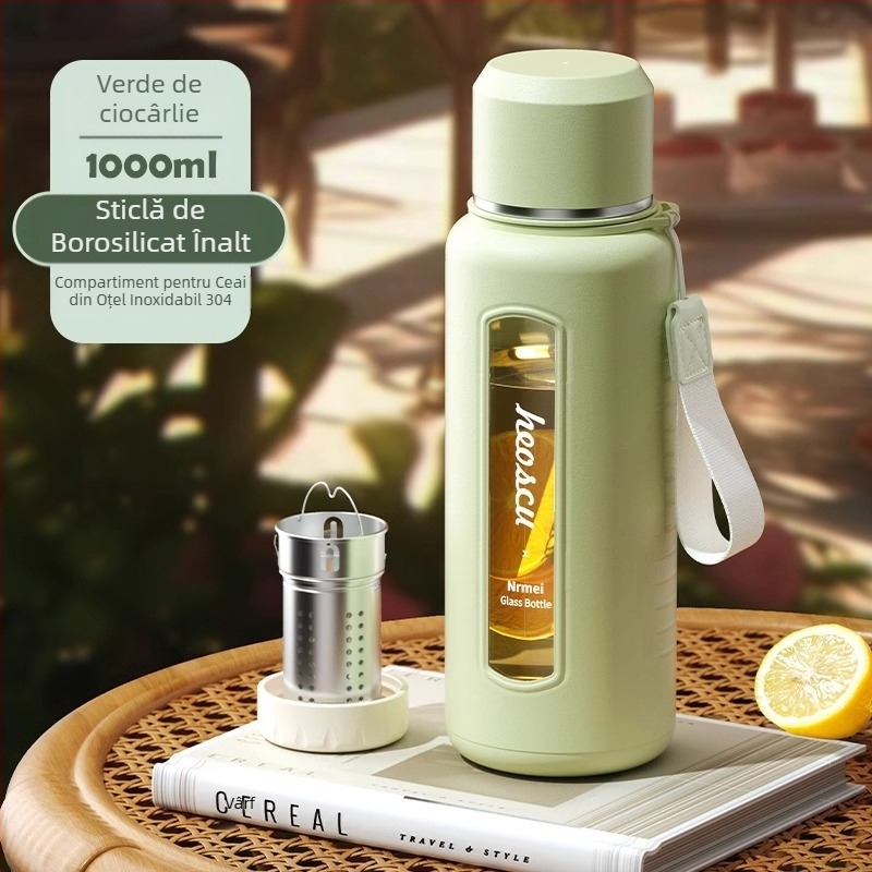 Ceașcă de apă din sticlă Enermei, capacitate mare, pentru fete, ceai nou, separarea apei, ceai portabil de vară, rezistent la căderi, rezistent la temperaturi ridicate