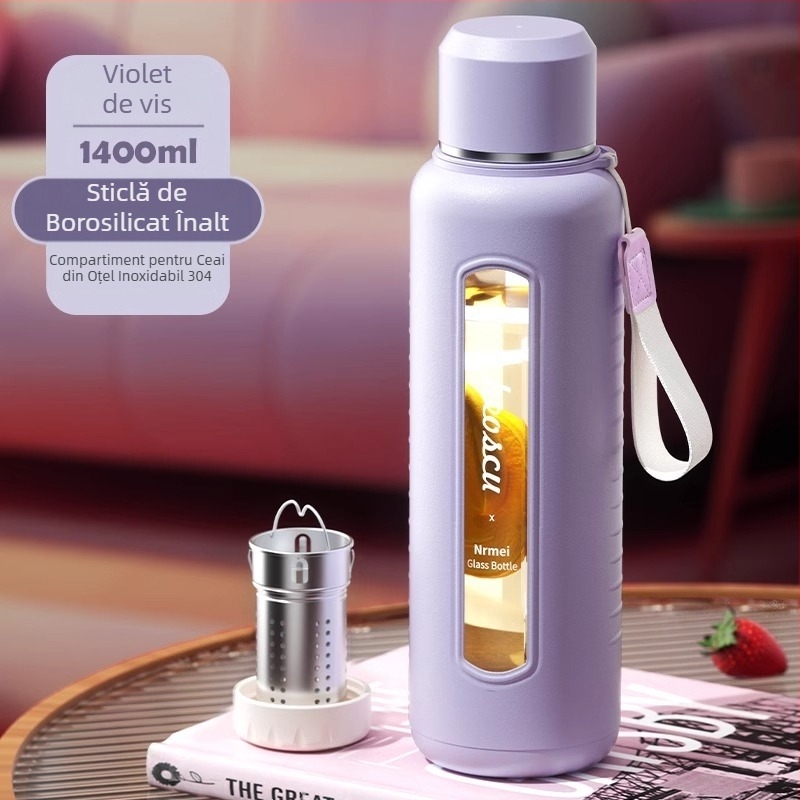 Ceașcă de apă din sticlă Enermei, capacitate mare, pentru fete, ceai nou, separarea apei, ceai portabil de vară, rezistent la căderi, rezistent la temperaturi ridicate