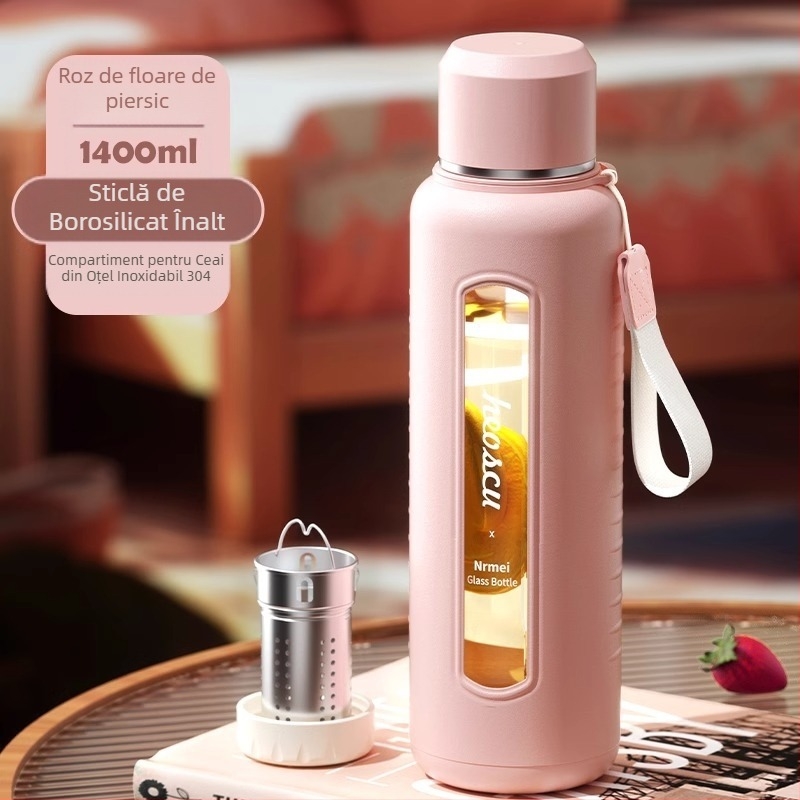 Ceașcă de apă din sticlă Enermei, capacitate mare, pentru fete, ceai nou, separarea apei, ceai portabil de vară, rezistent la căderi, rezistent la temperaturi ridicate