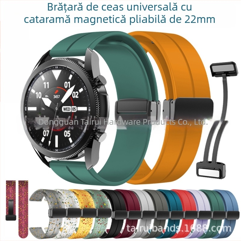 Potrivit pentru curea din silicon pliabilă cu cataramă magnetică de 20/22 mm pentru Samsung Watch 5/4/3, Huawei Gt3/2 Pro