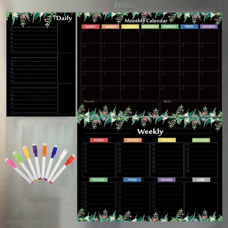 Calendar ștergător lună săptămână program tablă albă magnetică tablă albă ștergătoare uscate frigider autocolant tablă mesaj tablă albă moale 3 seturi